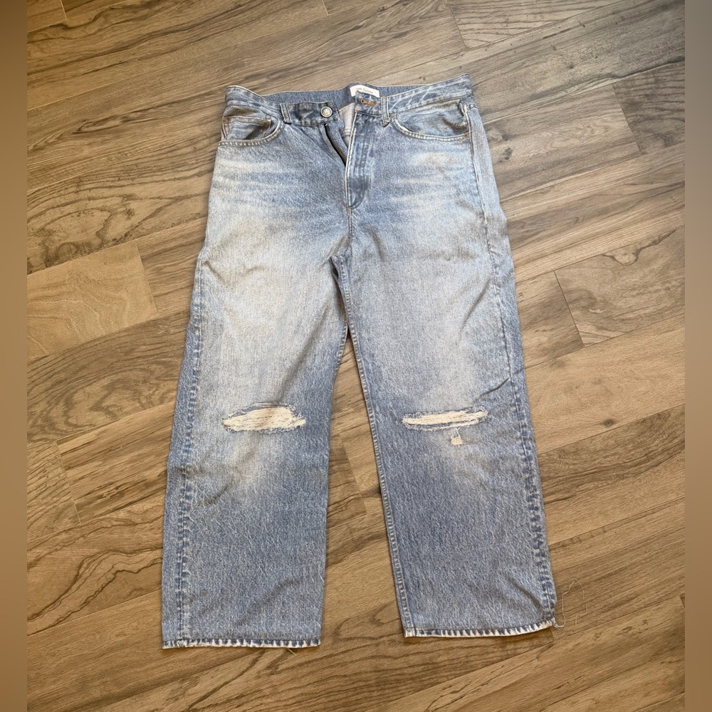 rag & bone Faded Blue Wide Leg Pants